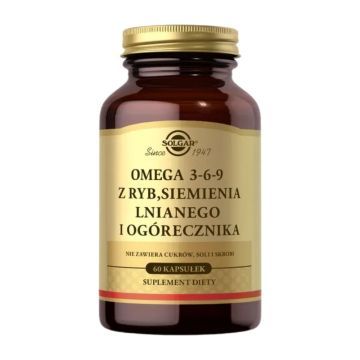 Solgar Omega 3-6-9 z ryb,siem.lnian.i ogorecznika,kaps,60szt