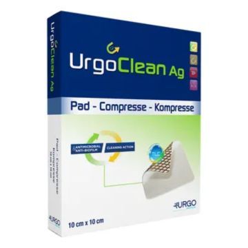 UrgoClean Ag, opatrunek, 10 cm x 10 cm, 1 szt. (z opakowania 10 sztuk).