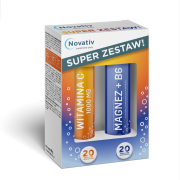  Novativ Dwupak tabletki musujące witamina C/ magnez+B6, 2 x 20 szt.