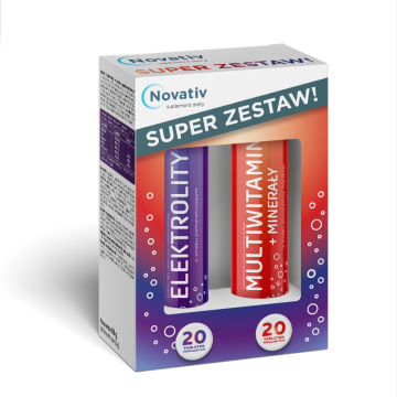  Novativ, Dwupak tabletki musujące elektrolity/ multiwitamina+minerały, 2 x 20 szt.