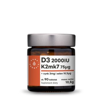 Witamina D3 2000 IU + K2 + Cynk + Selen, tabletki, 90 szt.