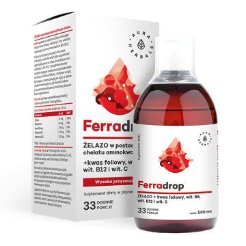 Ferradrop, żelazo + kwas foliowy, płyn, 500 ml