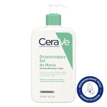 CeraVe, oczyszczający żel do mycia z ceramidami dla skóry normalnej i tłustej, 473 ml