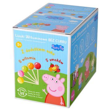 Lizaki witaminowe bez cukru, Pepa Pig, mix smakow, 50 szt