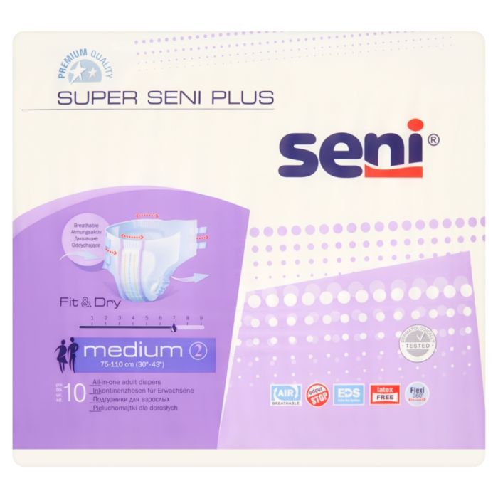Super Seni Plus, pieluchomajtki dla dorosłych, rozmiar M, 10 szt. main product photo