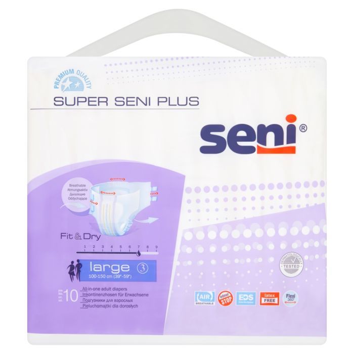 Super Seni Plus, pieluchomajtki dla dorosłych, large, 10 szt. main product photo
