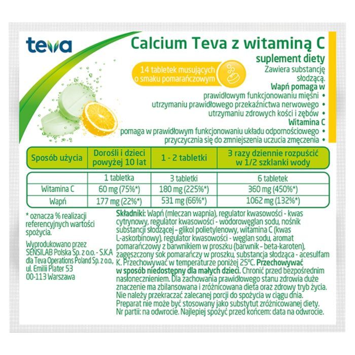Calcium Teva z witaminą C, tabletki musujące, 14 szt. main product photo