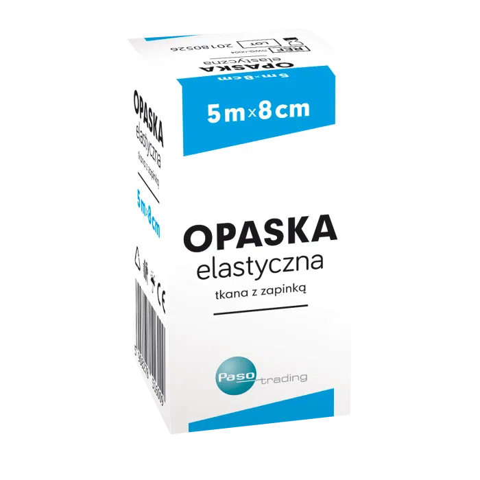 Opaska elastyczna, tkana, z zapinką, 5 m x 8 cm, 1 szt. (Paso)
