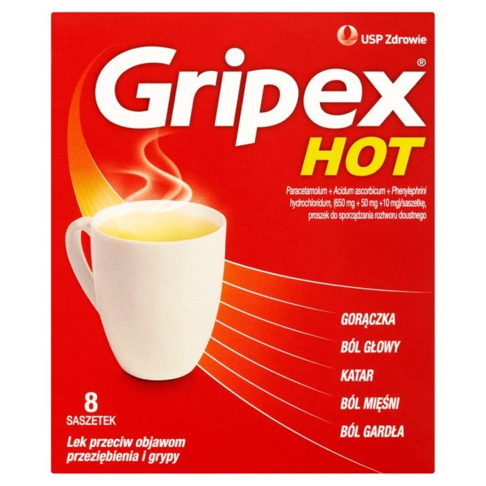 Gripex Hot, proszek do sporządzania roztworów, 8 saszetek main product photo
