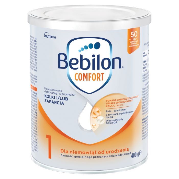 Bebilon Comfort 1, żywność specjalnego przeznaczenia medycznego dla niemowląt od urodzenia, 400 g main product photo