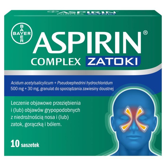 Aspirin Complex Zatoki, 500 mg + 30 mg, granulat w saszetkach, 10 szt. main product photo