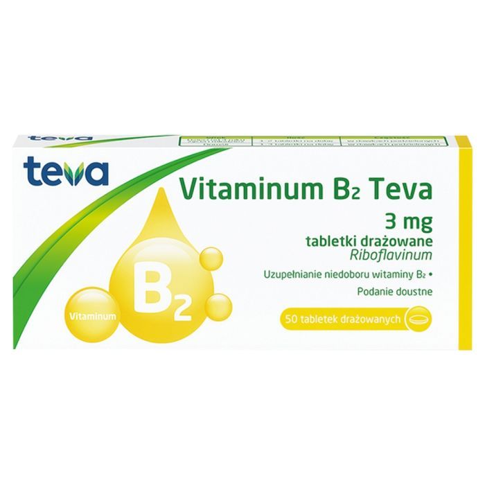 Vitaminum B2 Teva, 3 mg, tabletki drażowane, 50 szt. main product photo