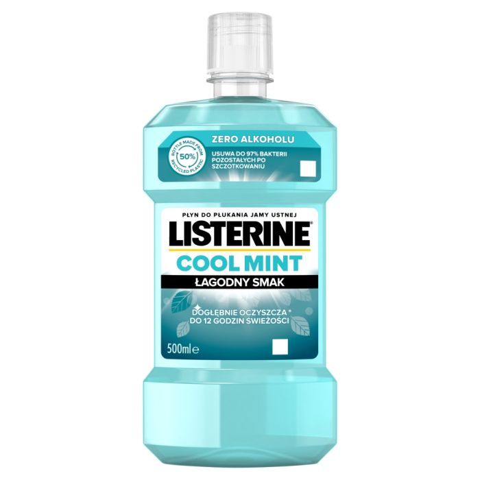 Listerine Cool Mint, płyn do płukania jamy ustnej, łagodny smak mięty, 500 ml main product photo