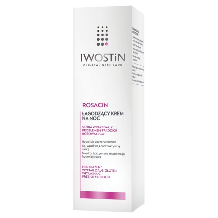 Iwostin Rosacin, krem na noc zmniejszający rumień w trądziku różowatym, 40 ml