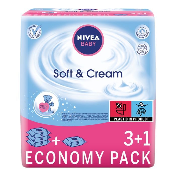 Nivea Baby Soft & Cream, chusteczki dla niemowląt, 4 x 63 szt. main product photo