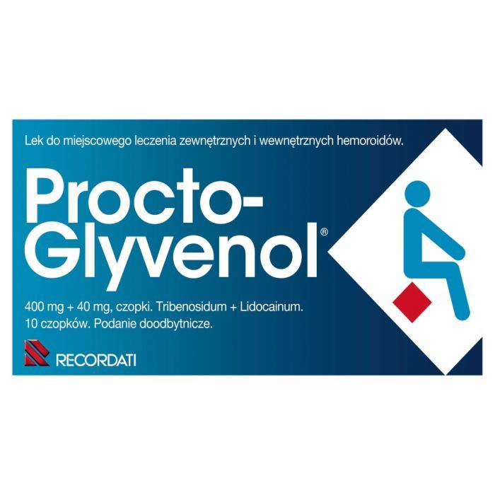 Procto-Glyvenol, 400 mg + 40 mg, czopki doodbytnicze, 10 szt. main product photo