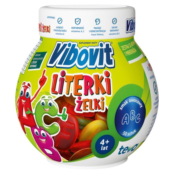 Vibovit Literki, żelki z witaminami, smak owocowy, 50 szt. main product photo