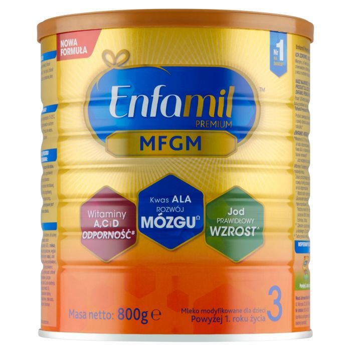 Enfamil 3 Premium MFGM, mleko, pow.1 r.z., 800 g main product photo