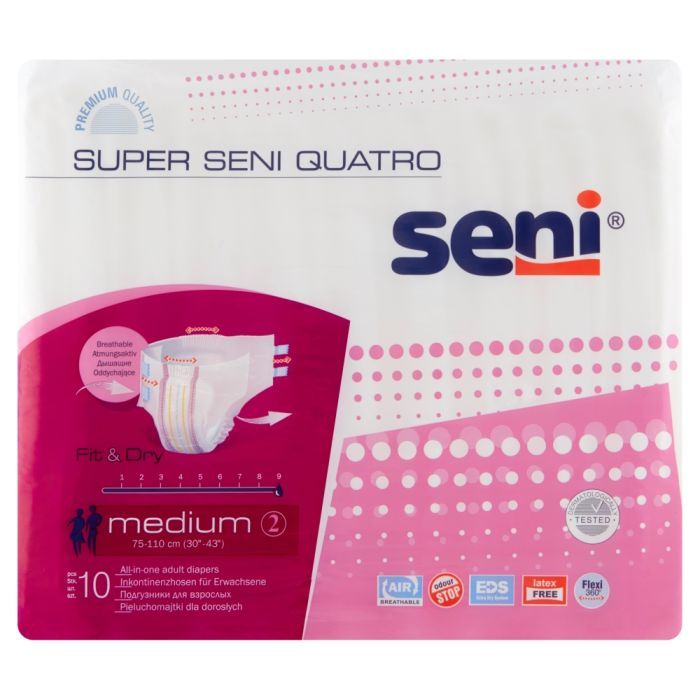 Super Seni Quatro, pieluchomajtki dla dorosłych, rozmiar M, 10 szt. main product photo