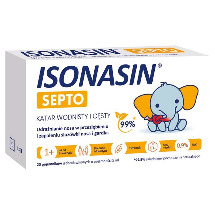 Isonasin Septo, roztwór do płukania nosa, 5 ml x 20 ampułek main product photo