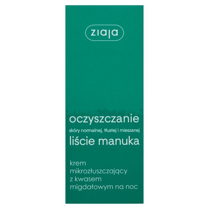 Ziaja Liście Manuka-Oczyszczanie, krem mikrozłuszczający z kwasem migdałowym, na noc, 50 ml main product photo