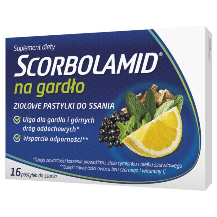 Scorbolamid na gardło, pastylki do ssania, 16 szt main product photo