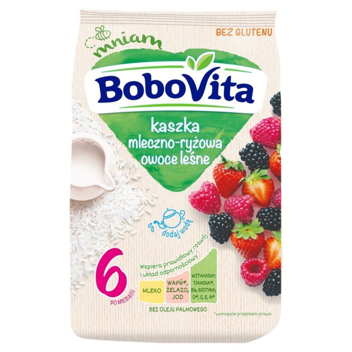 BoboVita, kaszka mleczno-ryżowa, owoce leśne, 6 m+, 230 g main product photo