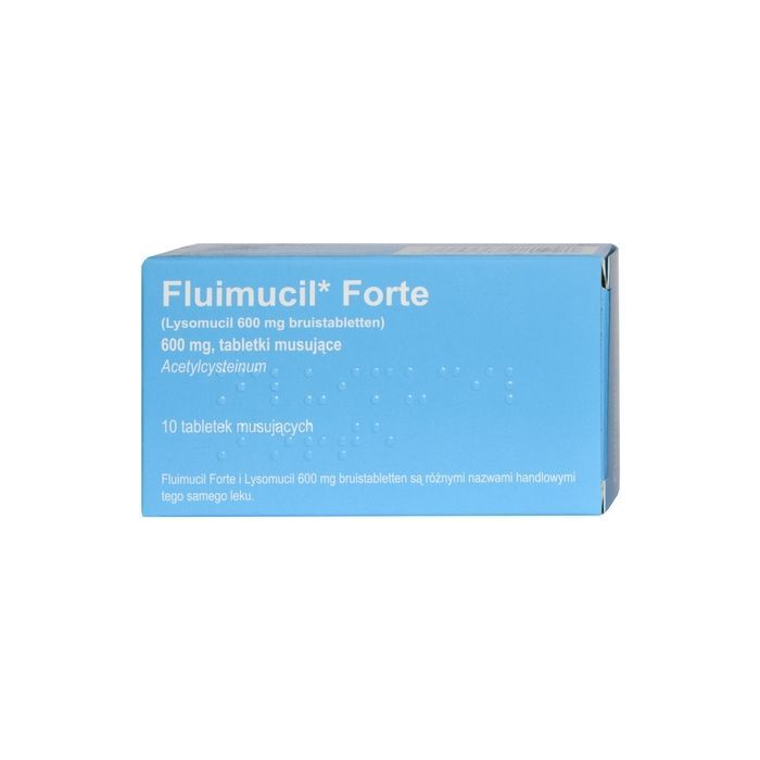 Fluimucil Forte, 600 mg, tabl.musuj.,(i.row),Delf,Belg,10szt main product photo