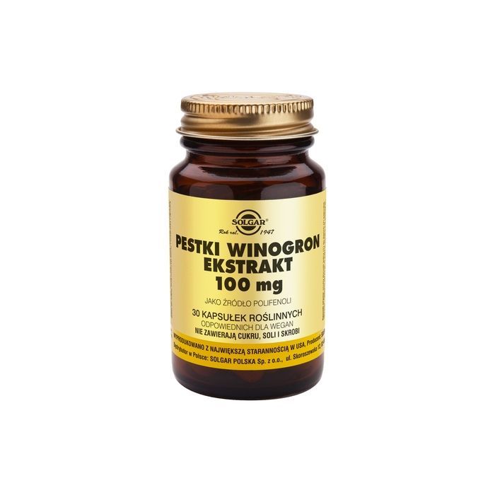 Solgar Pestki Winogron Ekstrakt, 100 mg, kaps., 30 szt main product photo