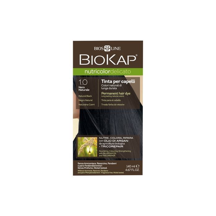 Biokap Nutricolor Delic, farba,d/wl,1.0,czarny, 140 ml main product photo
