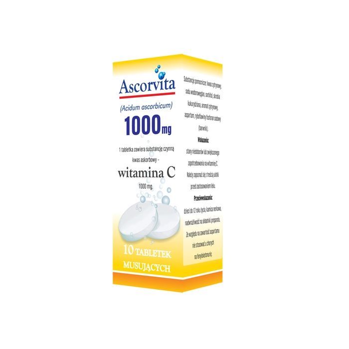 Ascorvita, 1000 mg, tabl.musuj., 10 szt main product photo