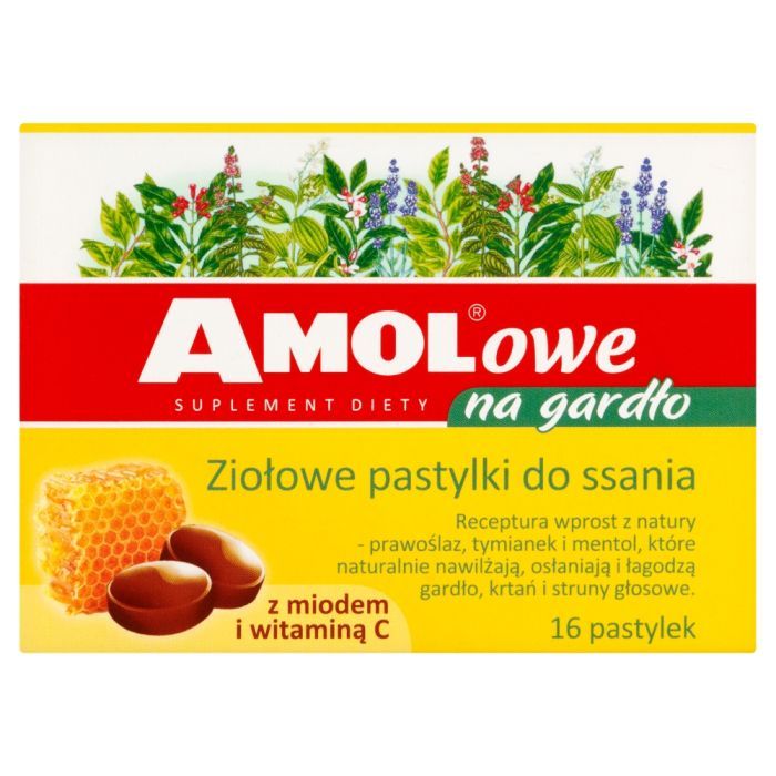 Amolowe na gardło, pastylki do ssania, z miodem i witaminą C, 16 szt. main product photo