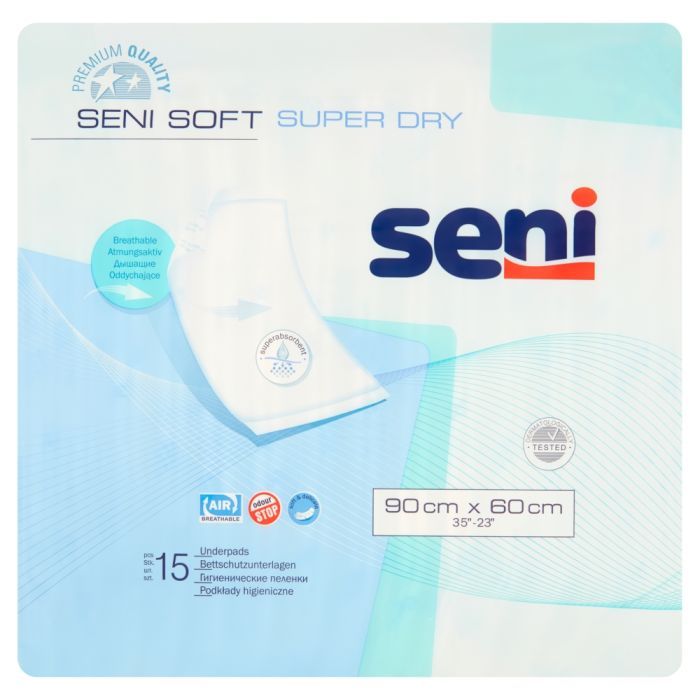 Seni Soft Super Dry, podkłady higieniczne, 90 cm x 60 cm, 15 szt. main product photo