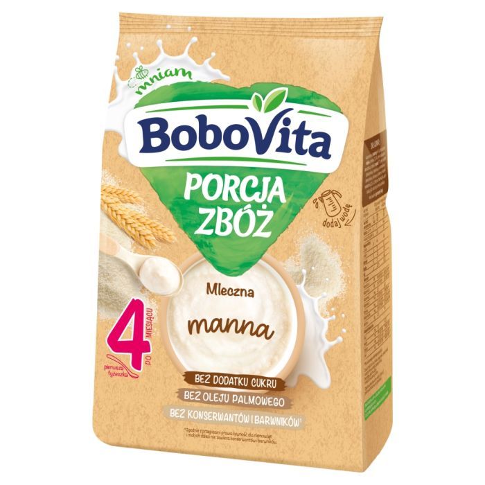 BoboVita Porcja Zbóż, kaszka mleczna, manna, 4m+, 210 g main product photo