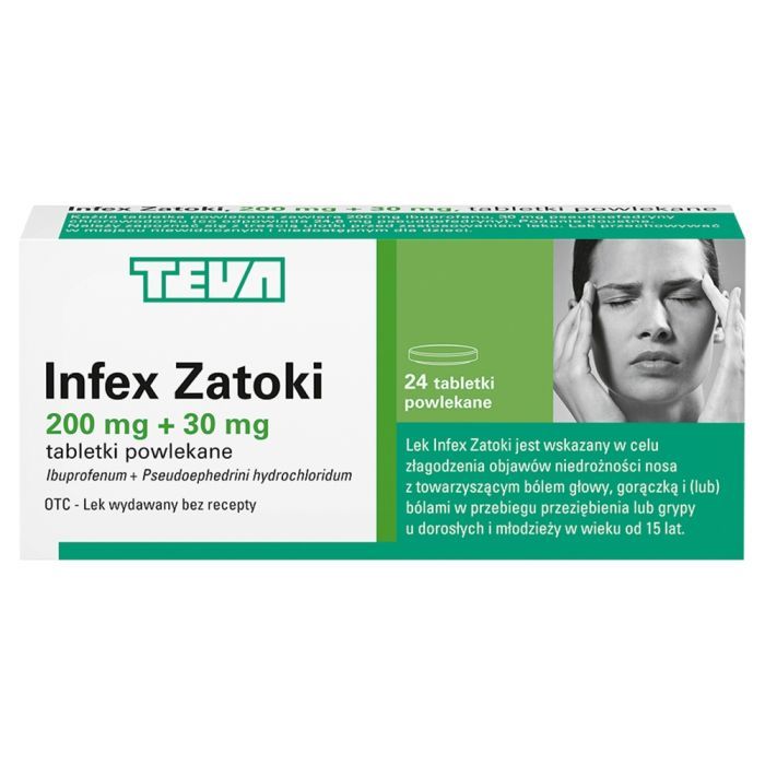 Infex Zatoki, 200 mg+30 mg, tabl.powl., 24 szt main product photo