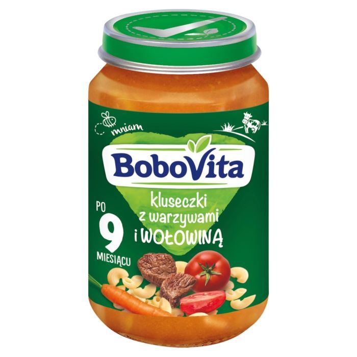 BoboVita, obiadek,kluseczki z warzyw.i wolowina,po9m-cu,190g main product photo