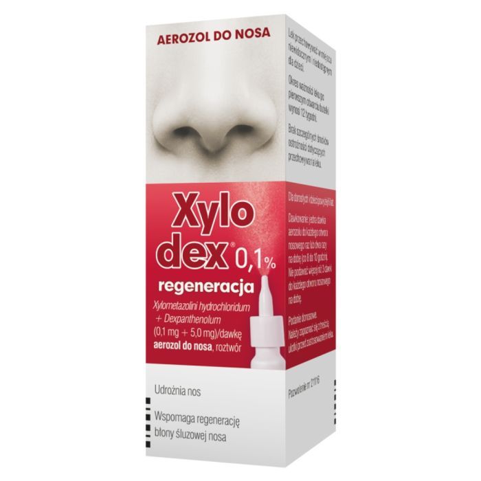 Xylodex 0.1% regeneracja, (0,1mg+5,0mg)/ dawka, aerozol do nosa, 10 ml main product photo
