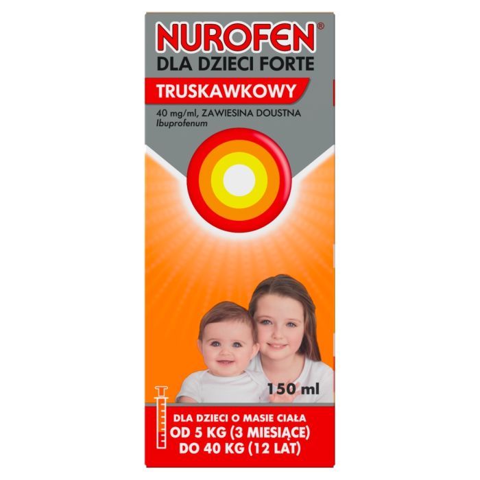 Nurofen dla dzieci Forte truskawkowy, 40mg/ml, zawiesina doustna, 150 ml main product photo