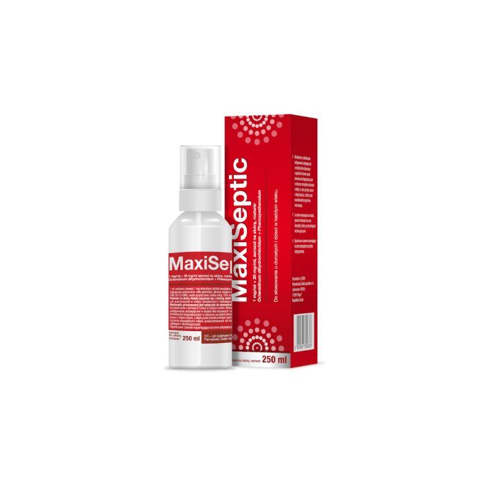 Maxiseptic, 1 mg/ml + 20 mg/ml, aer.na skore,250 ml main product photo