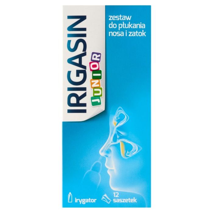 Irigasin Junior zestaw do płukania nosa i zatok,12 saszetek + irygator main product photo