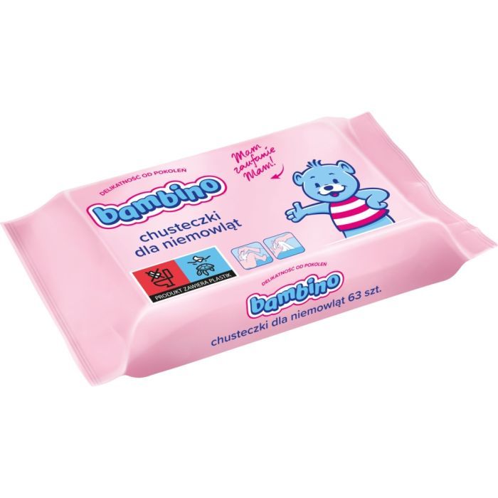 Bambino, chusteczki nawilżające dla niemowląt od 1-go dnia życia, 63 szt. main product photo