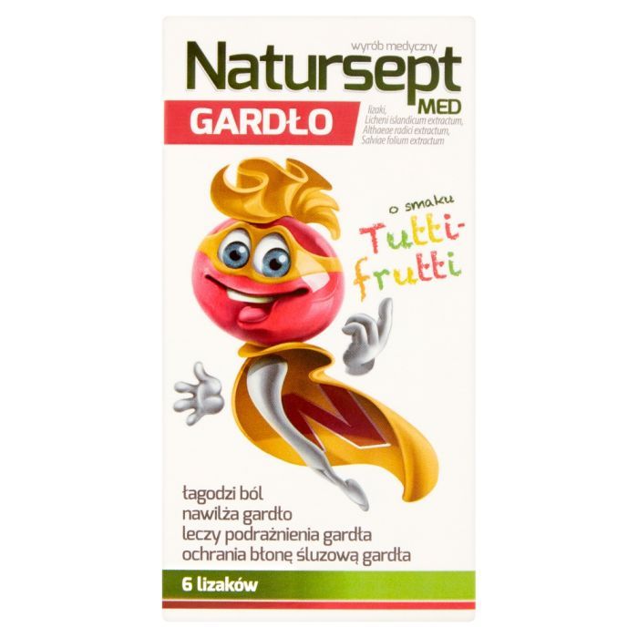 Natursept MED gardło, lizaki o smaku tutti-frutti, 6 szt. main product photo