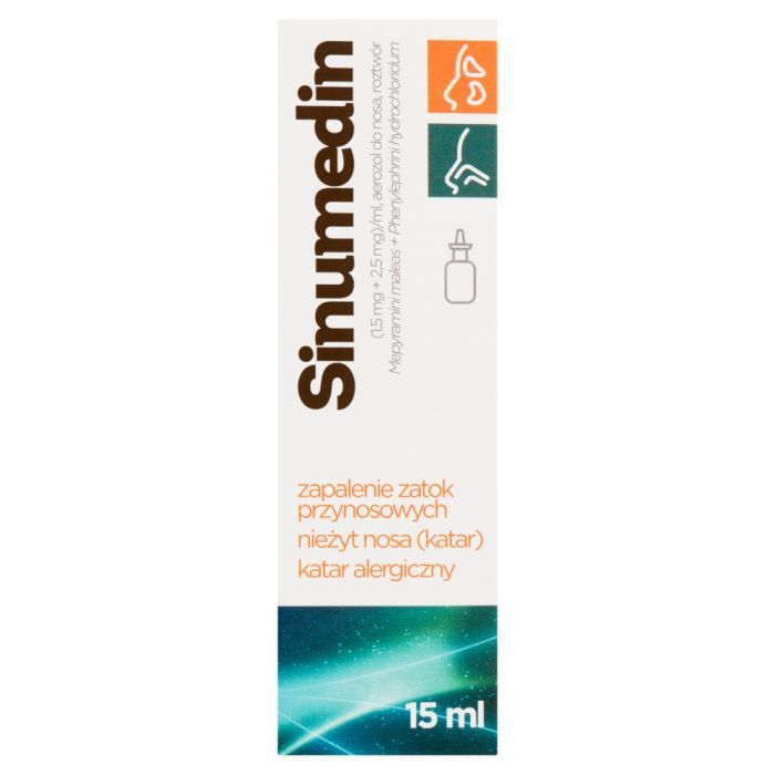Sinumedin, (1,5 mg + 2,5 mg)/ml, aerozol do nosa, 15 ml main product photo
