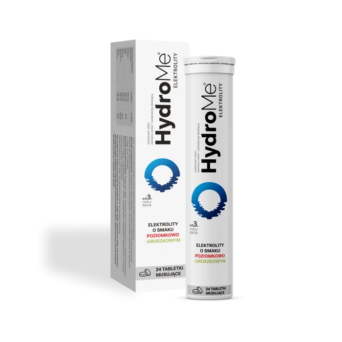 HydroMe Elektrolity o smaku poziomkowo-gruszkowym, 24 tabletki musujące