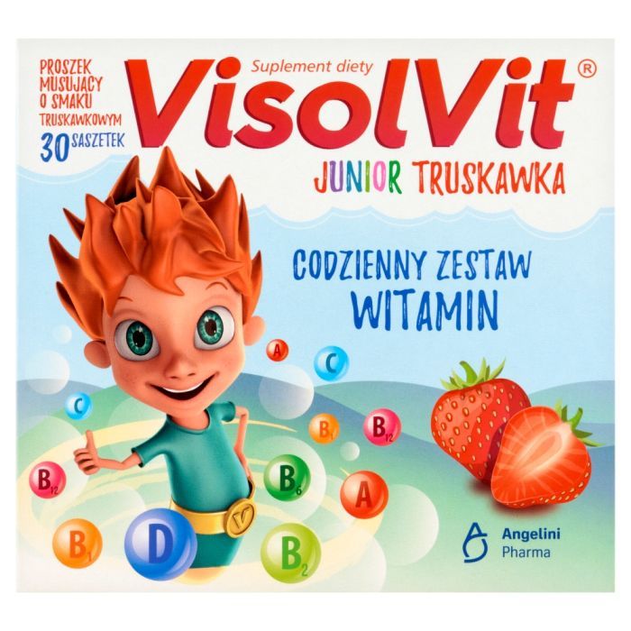 Visolvit Junior Truskawka, saszetki z proszkiem musującym, 30 szt. main product photo