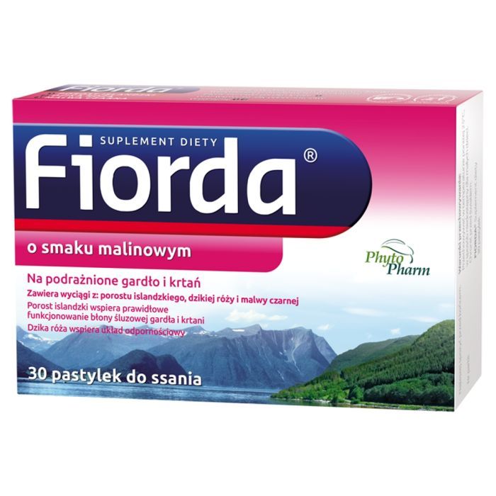 Fiorda, pastylki do ssania o smaku malinowym, 30 szt. main product photo