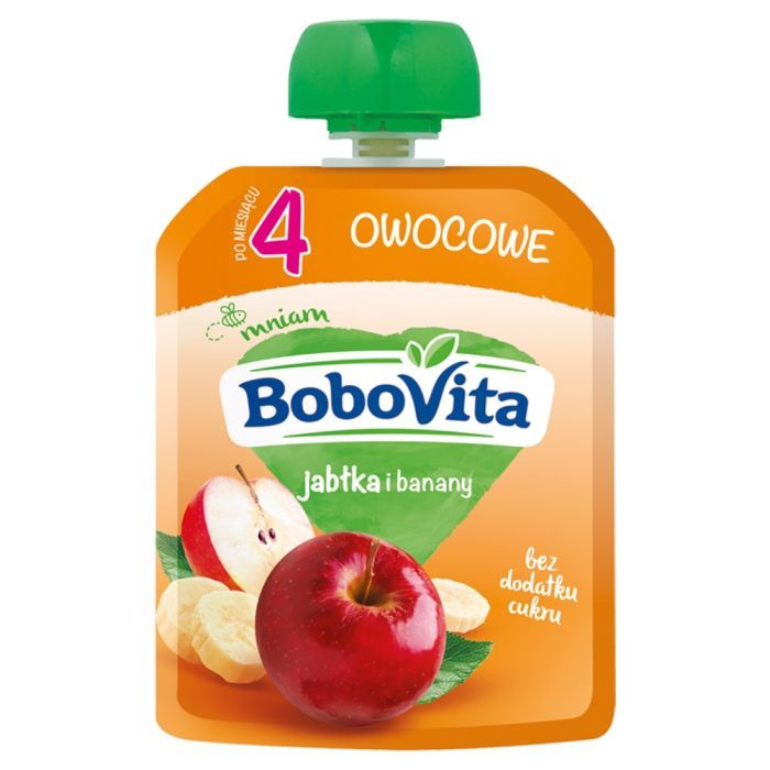 BoboVita, jabłka i banany, mus, 4 m+, 80 g main product photo