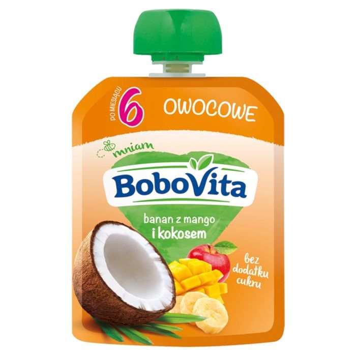 BoboVita, banan z mango i kokosem, mus, 6 m+, 80 g main product photo