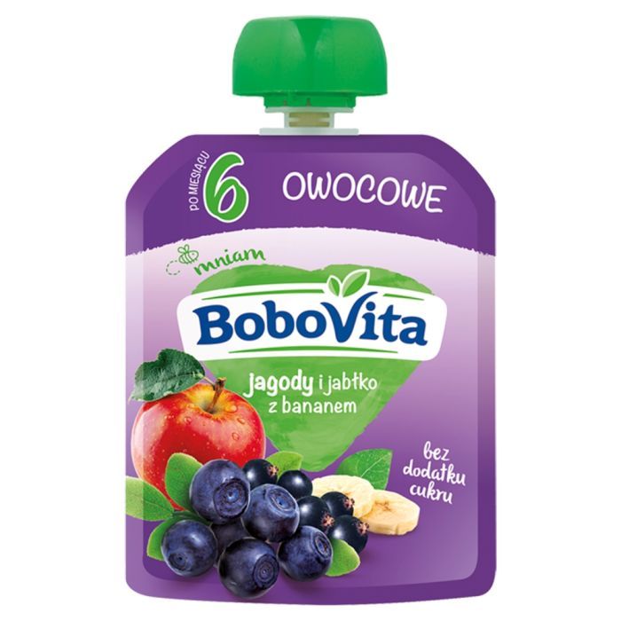 BoboVita, mus jagody i jabłka z bananem, 6m+, 80 g main product photo