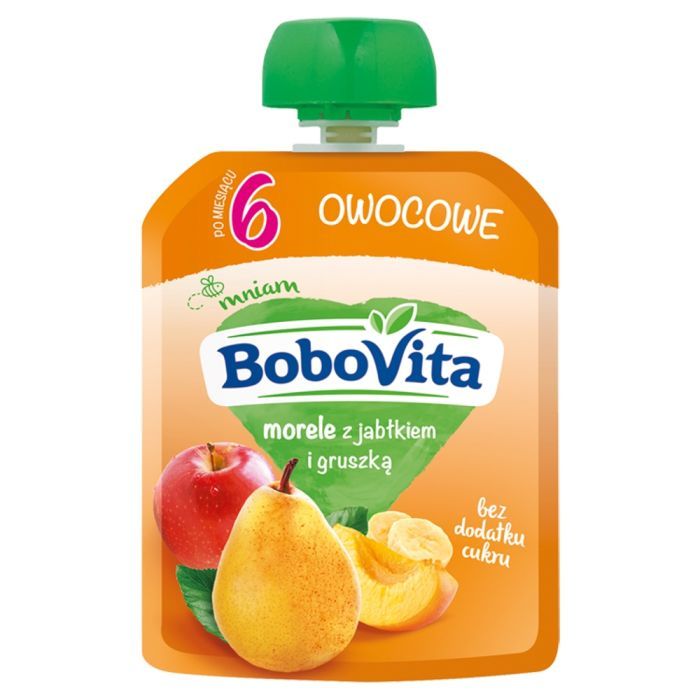 BoboVita, morele z jabłkiem i gruszką, mus, 6 m+, 80 g main product photo